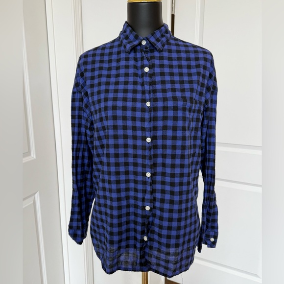 Old Navy Tops - Old Navy Blue and Black Plaid Women’s‎  Shirt
